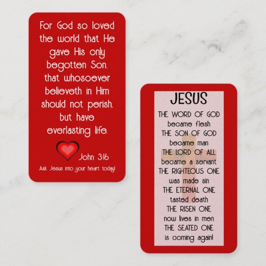 Gospel Tract Kaart Visitekaartje (Voorkant / Achterkant)