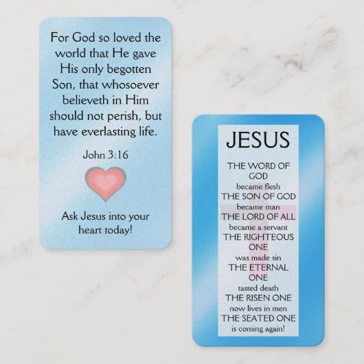 Gospel Tract Kaart Visitekaartje (Voorkant / Achterkant)