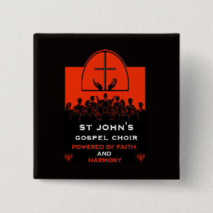 Gospelkoor kerk accessoire vierkante button 5,1 cm