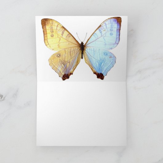 Gossamer Blue Butterfly Wings Note Birthday Kaart (Binnen)