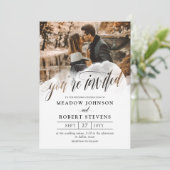 Gossamer Overlay Black Font Foto Informal Weddensc Kaart (Staand voorkant)