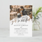 Gossamer Overlay Foto Informal Wedding Kaart (Staand voorkant)