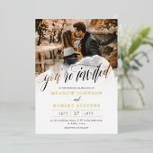 Gossamer Overlay Gold Foil Foto Informal Wedding Folie Uitnodiging (Staand Voorkant)