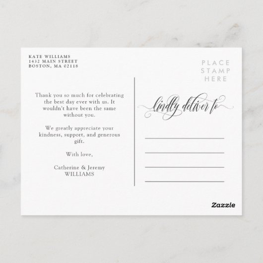 Gossamer Overlay Trouwfoto Dank u Briefkaart (Achterkant)