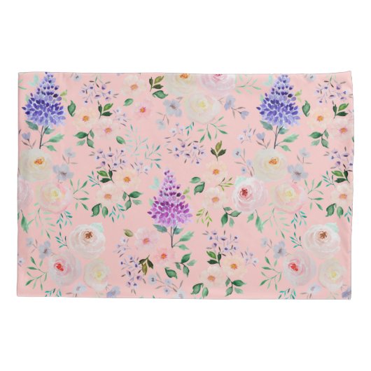 Gossamer Pink Waterverf Floral Kussensloop (Achterkant)