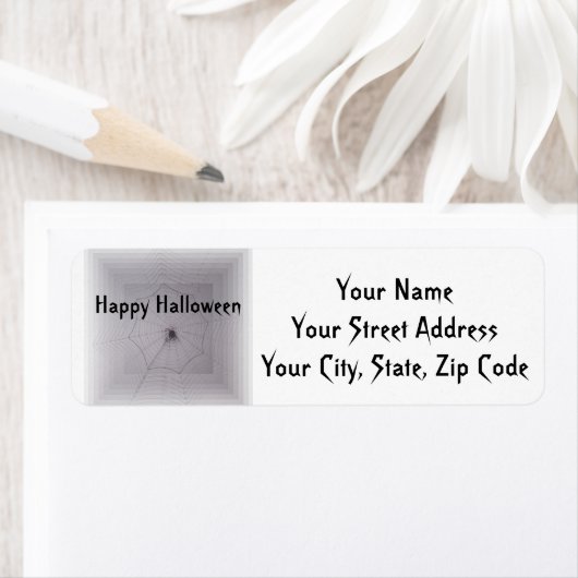 Gossamer Schattige Spider Gecentreerd op Web Etiket (Insitu)