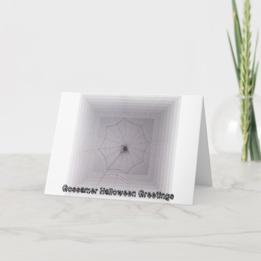 Gossamer Schattige Spider op Web Halloween Groeten Kaart (Voorkant)