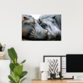 Gossip Hippopotamus Portrait Poster (Thuiskantoor)