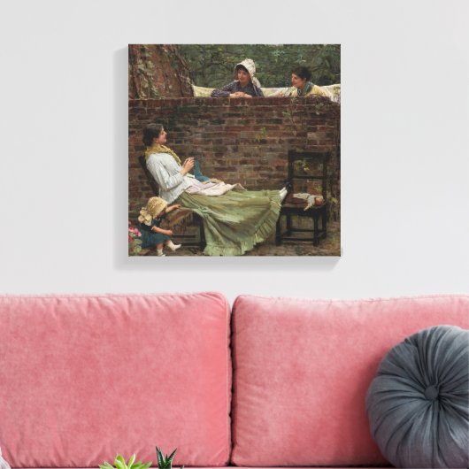 Gossip - John William Waterhouse Canvas Afdruk (Insitu (Woonkamer))