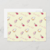 Gossip Meisje Lipstick & Parfum Patroon Briefkaart (Voorkant / Achterkant)