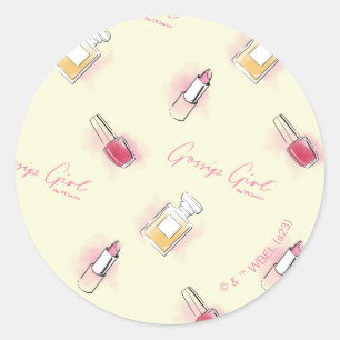 Gossip Meisje Lipstick & Parfum Patroon Ronde Sticker