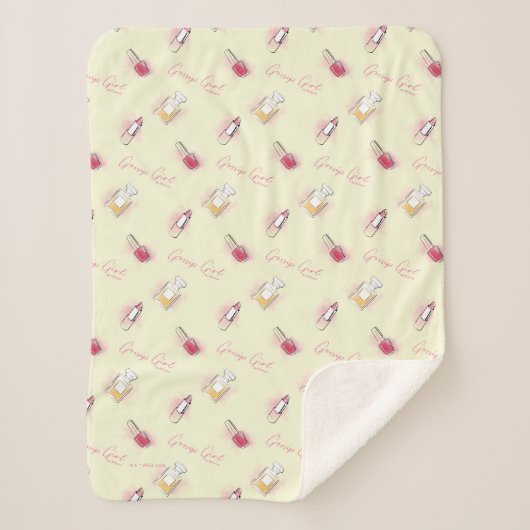 Gossip Meisje Lipstick & Parfum Patroon Sherpa Deken (Voorkant)