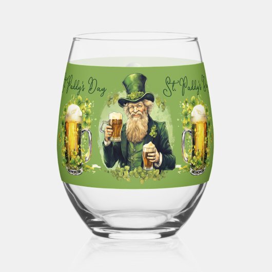 Gossip St. Paddy's Day Shamrocks Iers bier Lucky Wijnglas Zonder Voet (Achterkant)