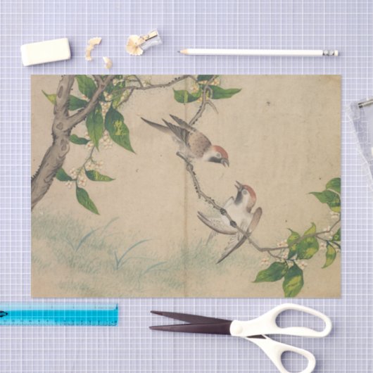 Gossiping Sparrows van Zhang Ruoai Tissuepapier (Craft)