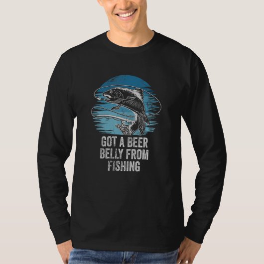 Got a Beer Belly from Fishing  Beer  Humor Drinker T-shirt (Voorkant)