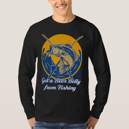 Got a Beer Belly from Fishing  Beer  Humor Drinker T-shirt (Voorkant)