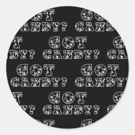 Got Candy? Zwarte en Witte Schedels Halloween Ronde Sticker