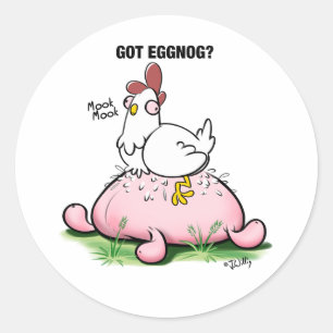 Got Eggnog? door Jeff Willis Art Mok Ronde Sticker