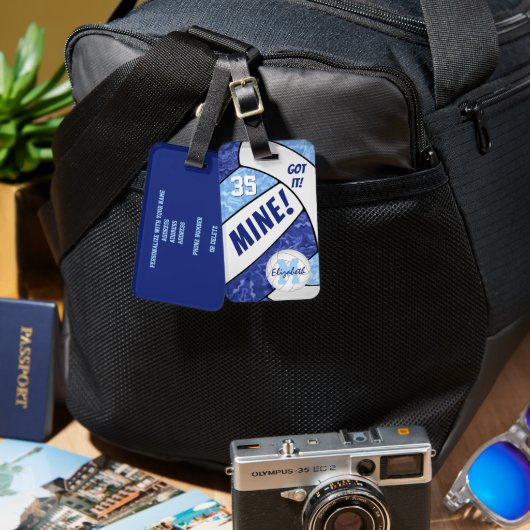 Got it! meisje blauw wit volleybal team kleuren bagagelabel (Voorkant /achterkant)