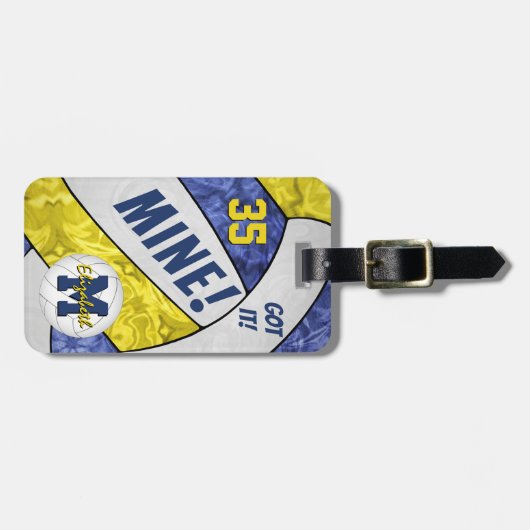 Got it! meisjes blauw goud volleybal team geschenk bagagelabel (Voorkant horizontaal)