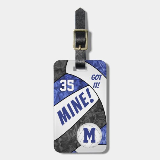 Got it! meisje's blauw zwart volleybal team kleure bagagelabel (Voorkant verticaal)