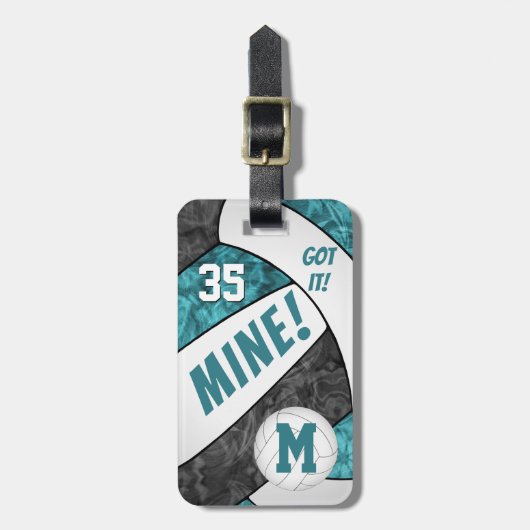 Got it! meisjes blauwgroen zwart volleybal team kl bagagelabel (Voorkant verticaal)