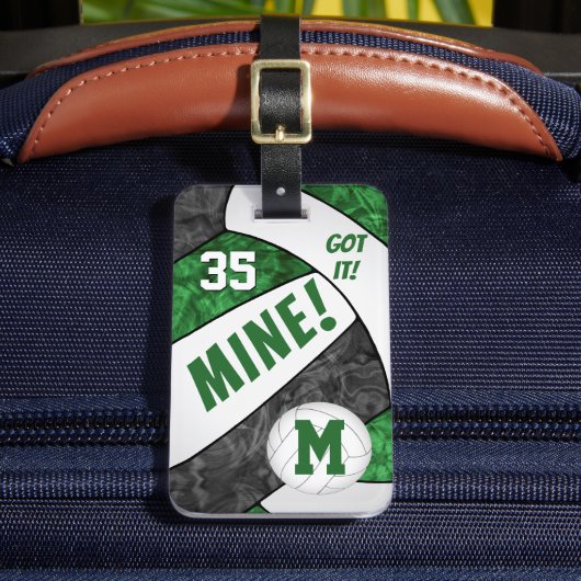 Got it! meisje's groen zwart volleybal team kleure bagagelabel (Voorkant Insitu 2)