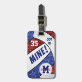 Got it! meisjes kastanjebruin blauw volleybal team bagagelabel (Voorkant verticaal)