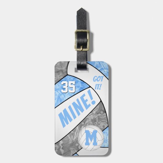 Got it! meisjes lt blauw grijs volleybal team kleu bagagelabel (Voorkant verticaal)