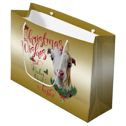 GOT |Kerstwens Baby Goat Kisses LaMancha Large Cadeautasje (Voorkant Gekanteld)