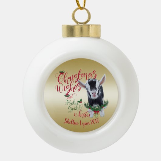 GOT | kerstwijn Baby geit Kisses Nigerian Keramische Bal Ornament (Voorkant)