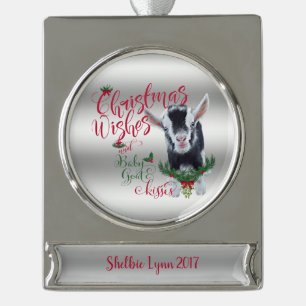 GOT   kerstwijn Baby geit Kisses Nigerian Verzilverd Banner Ornament