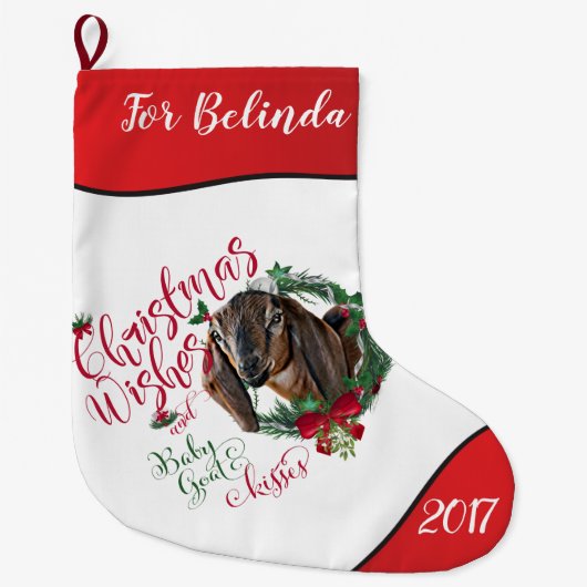GOT | kerstwijn Baby geit Kisses Nubian 2 Grote Kerstsok (Voorkant)