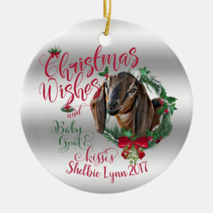 GOT   kerstwijn Baby geit Kisses Nubian 2 Keramisch Ornament