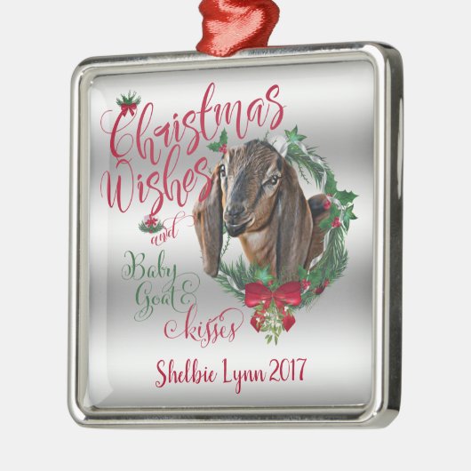 GOT | kerstwijn Baby geit Kisses Nubian 2 Metalen Ornament (Links)