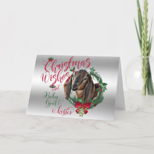 GOT   kerstwijn Baby geit Kisses Nubian 3 Feestdagen Kaart