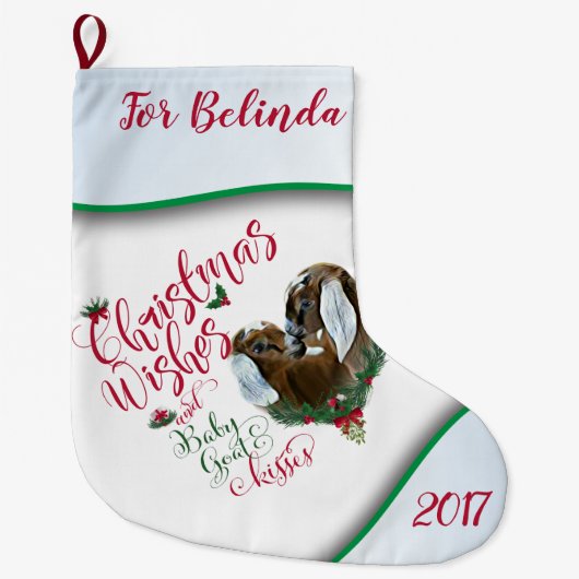 GOT | kerstwijn Baby geit Kisses Nubian 3 Grote Kerstsok (Voorkant)