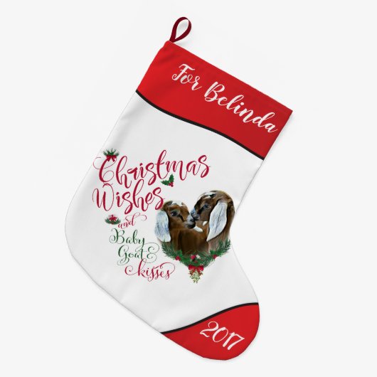 GOT | kerstwijn Baby geit Kisses Nubian 3 Grote Kerstsok (Voorkant (Hangend))