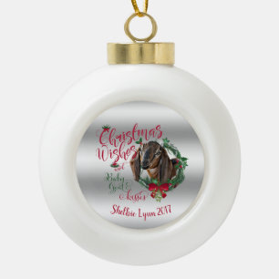 GOT   kerstwijn Baby geit Kisses Nubian 3 Keramische Bal Ornament