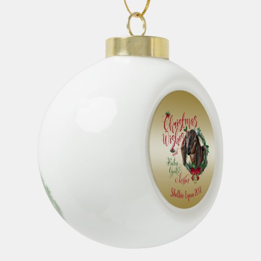 GOT | kerstwijn Baby geit Kisses Nubian 3 Keramische Bal Ornament (Links)