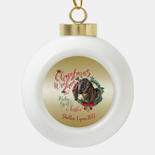 GOT   kerstwijn Baby geit Kisses Nubian 3 Keramische Bal Ornament