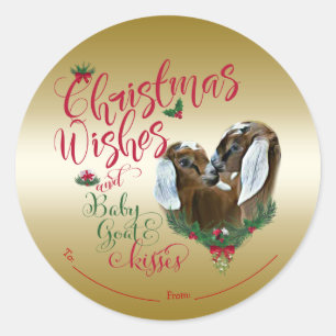 GOT   kerstwijn Baby geit Kisses Nubian 3 Ronde Sticker