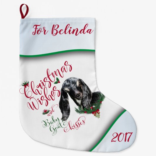 GOT | kerstwijn Baby geit Kisses Nubian Grote Kerstsok (Voorkant)