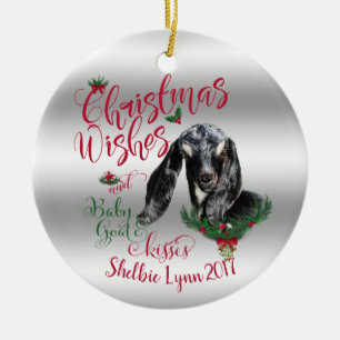 GOT   kerstwijn Baby geit Kisses Nubian Keramisch Ornament