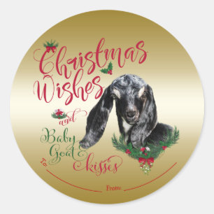 GOT   kerstwijn Baby geit Kisses Nubian Ronde Sticker