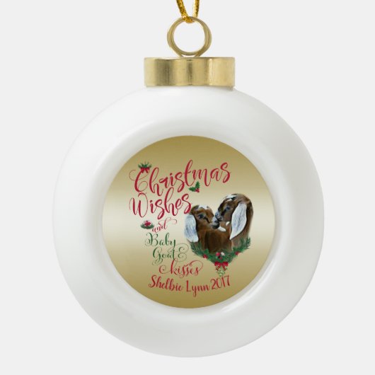 GOT | kerstwijn Baby geit Kisses Nubians Keramische Bal Ornament (Voorkant)