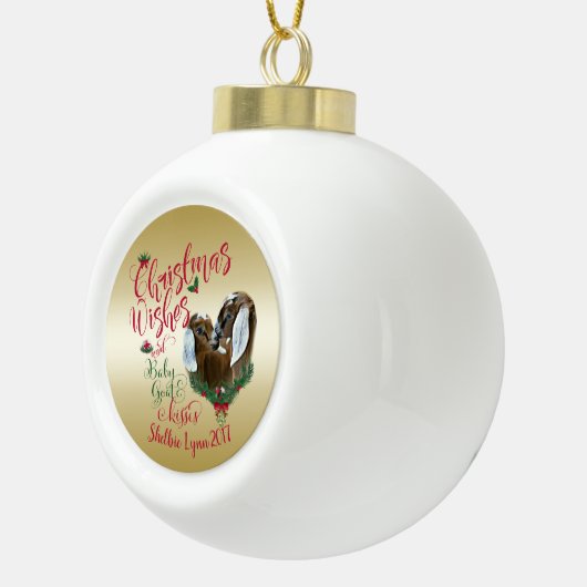 GOT | kerstwijn Baby geit Kisses Nubians Keramische Bal Ornament (Rechts)