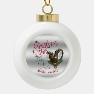 GOT   kerstwijn Baby geit Kisses Nubians Keramische Bal Ornament
