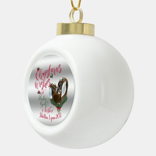 GOT | kerstwijn Baby geit Kisses Nubians Keramische Bal Ornament (Rechts)