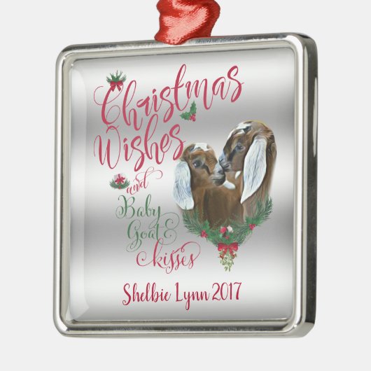 GOT | kerstwijn Baby geit Kisses Nubians Metalen Ornament (Links)